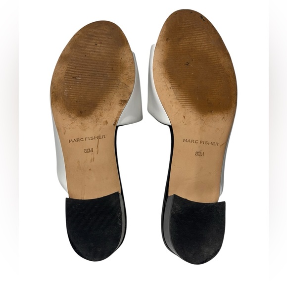 Marc Fisher Leather Heeled White Mules - Oditi Size 8.5 M - Picture 6 of 7